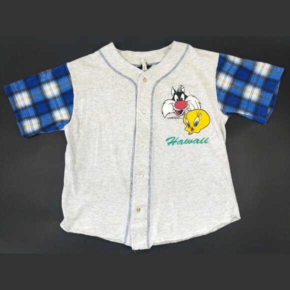 Zoo Crew VTG Looney Tunes Hawaii Baseball Shirt L - Picture 1 of 10